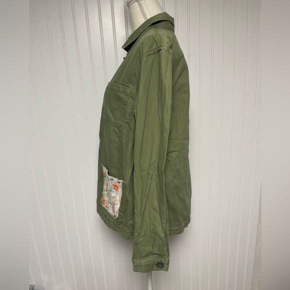 Hippie Laundry Boho Olive Embroidered Pocket Jacket Womens Large - Picture 3 of 10